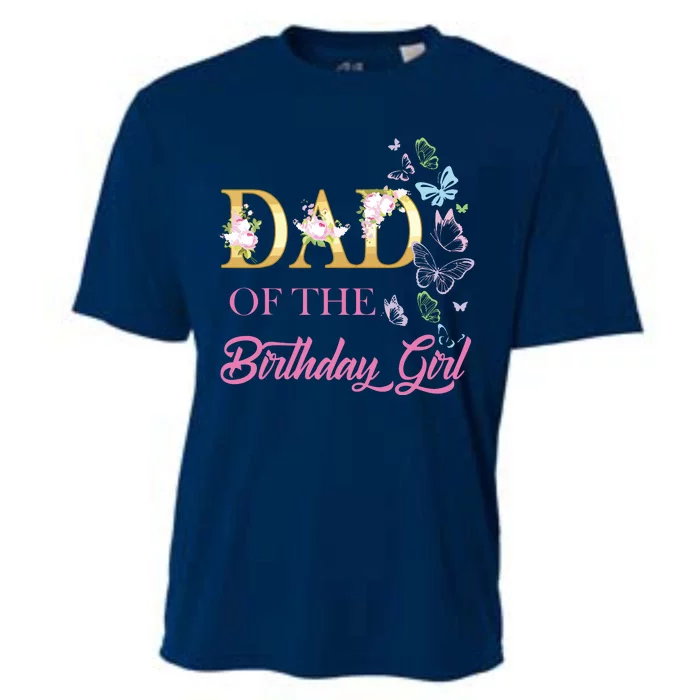 Dad One 1st First Birthday Matching Family Butterfly Floral Cooling Performance Crew T-Shirt