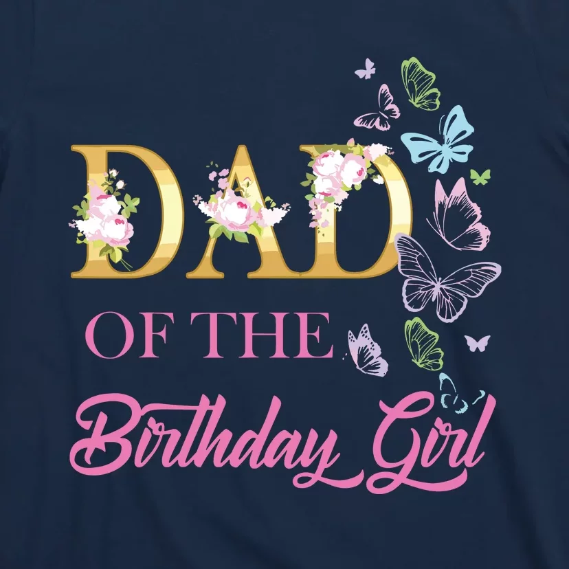 Dad One 1st First Birthday Matching Family Butterfly Floral T-Shirt