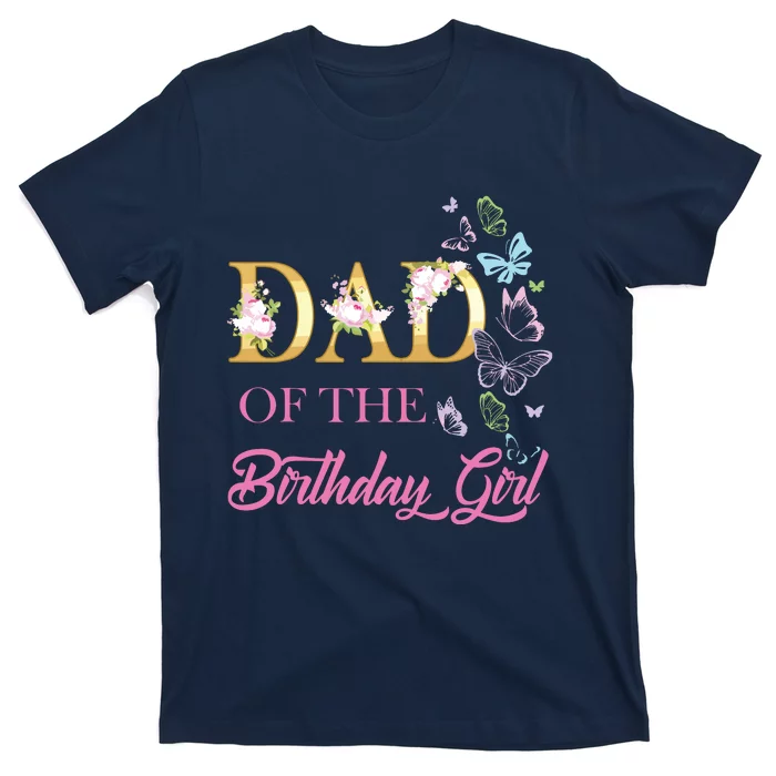 Dad One 1st First Birthday Matching Family Butterfly Floral T-Shirt