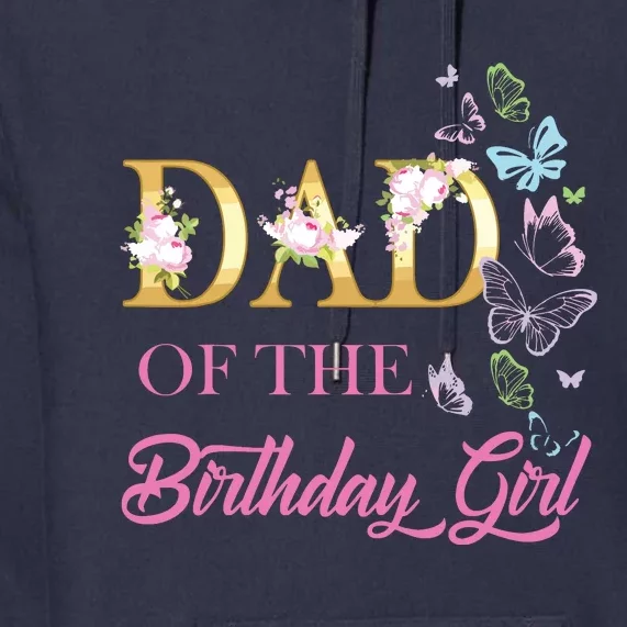 Dad One 1st First Birthday Matching Family Butterfly Floral Premium Hoodie