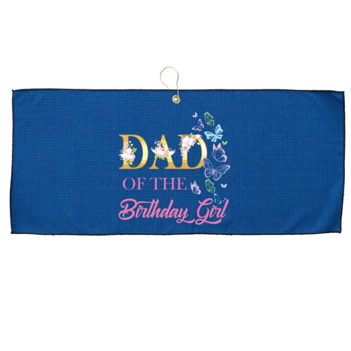 Dad One 1st First Birthday Matching Family Butterfly Floral Large Microfiber Waffle Golf Towel