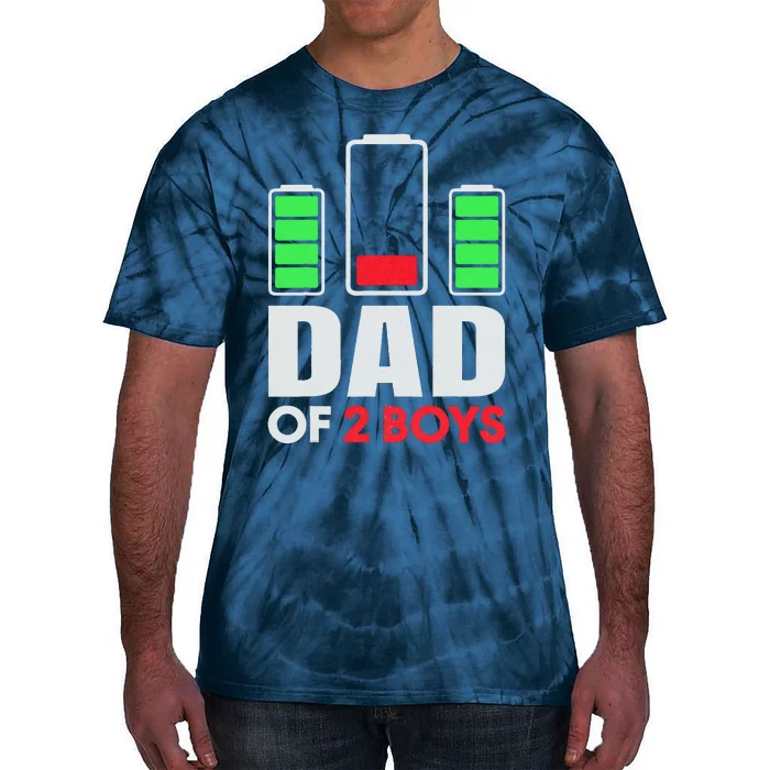 Dad Of 2 Low Battery Son Dad Fathers Day Birthday Tie-Dye T-Shirt