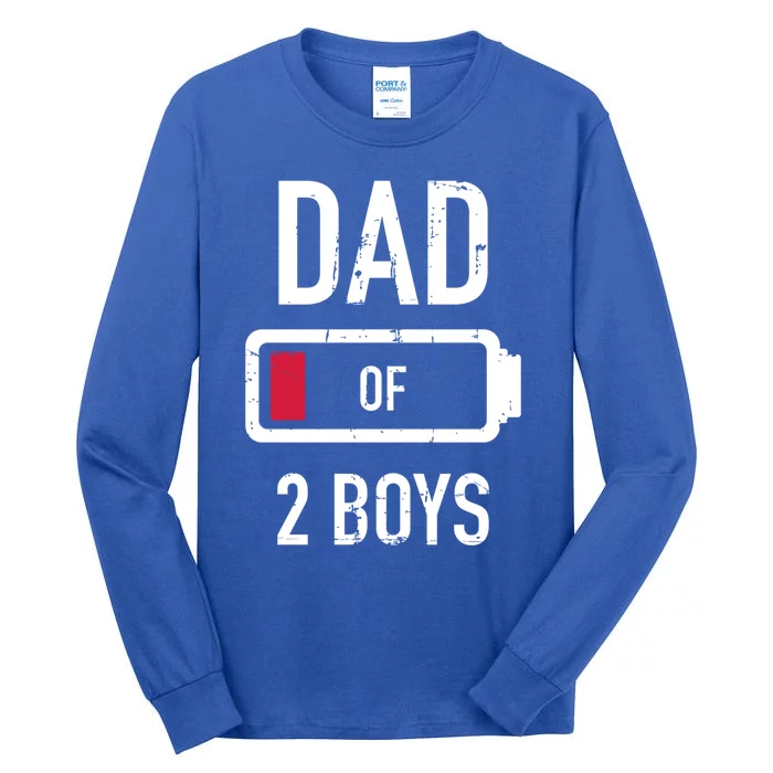 Dad Of 2 Two Low Battery Gift For Father's Day Gift Tall Long Sleeve T-Shirt