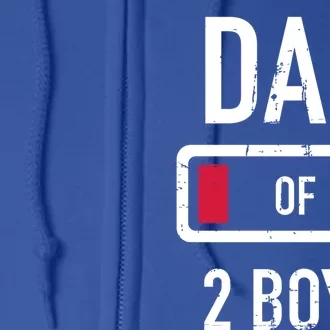 Dad Of 2 Two Low Battery Gift For Father's Day Gift Full Zip Hoodie