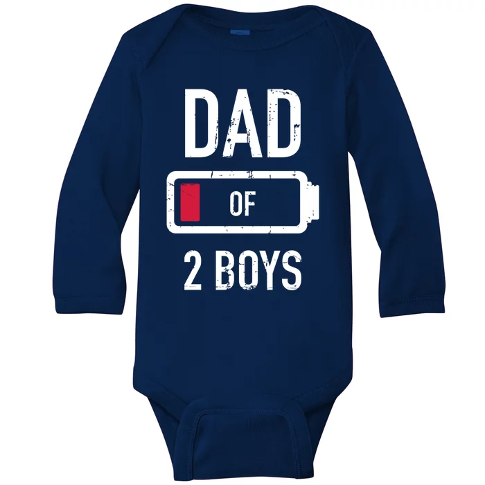 Dad Of 2 Two Low Battery Gift For Father's Day Gift Baby Long Sleeve Bodysuit