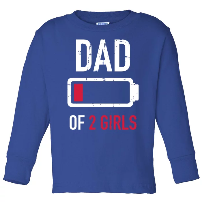 Dad Of 2 Two Low Battery Gift For Father's Day Gift Toddler Long Sleeve Shirt