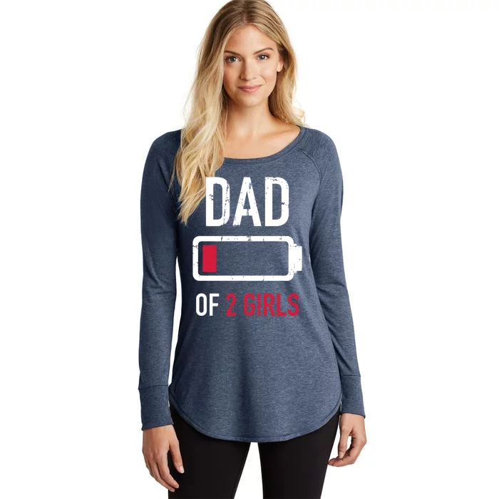 Dad Of 2 Two Low Battery Gift For Father's Day Gift Women's Perfect Tri Tunic Long Sleeve Shirt