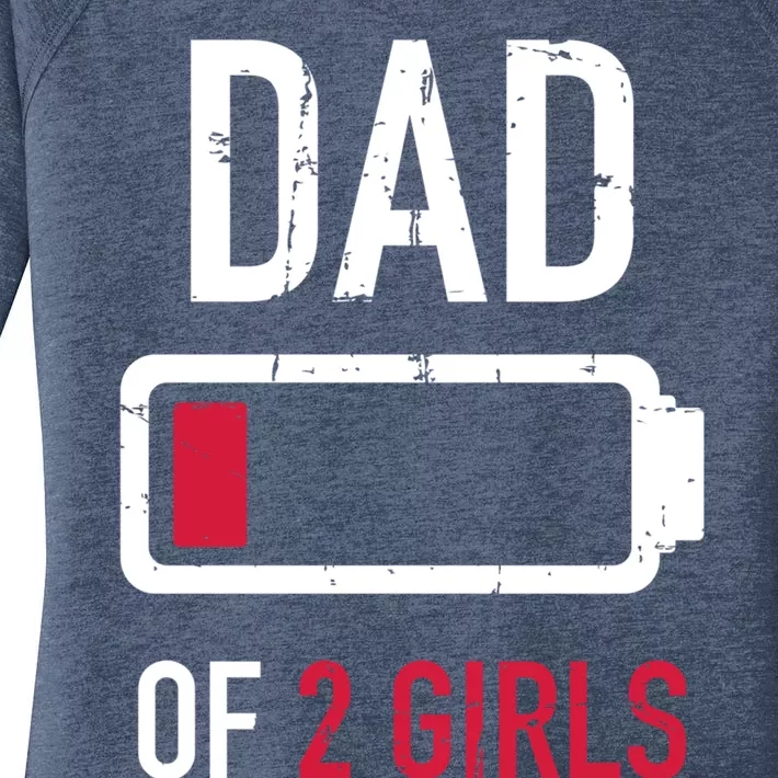 Dad Of 2 Two Low Battery Gift For Father's Day Gift Women's Perfect Tri Tunic Long Sleeve Shirt