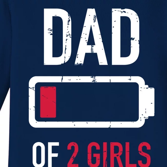 Dad Of 2 Two Low Battery Gift For Father's Day Gift Baby Long Sleeve Bodysuit