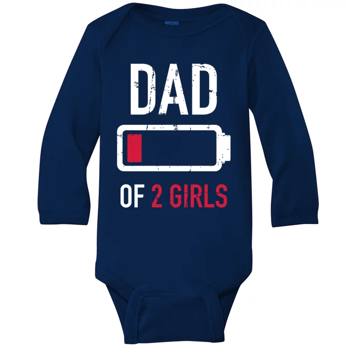 Dad Of 2 Two Low Battery Gift For Father's Day Gift Baby Long Sleeve Bodysuit