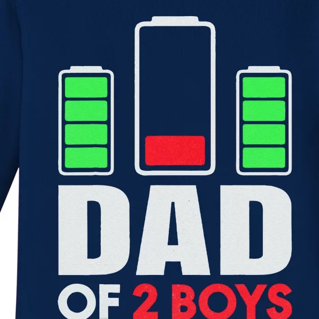 Dad Of 2 Low Battery Son Dad Fathers Day Birthday Baby Long Sleeve Bodysuit