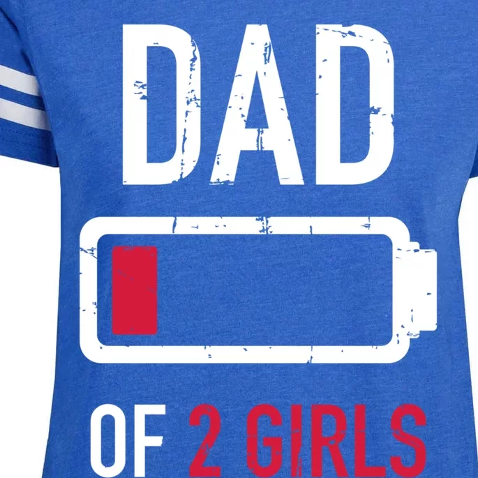 Dad Of 2 Two Low Battery Gift For Father's Day Gift Enza Ladies Jersey Football T-Shirt