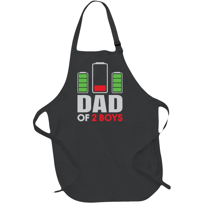 Dad Of 2 Low Battery Son Dad Fathers Day Birthday Full-Length Apron With Pocket