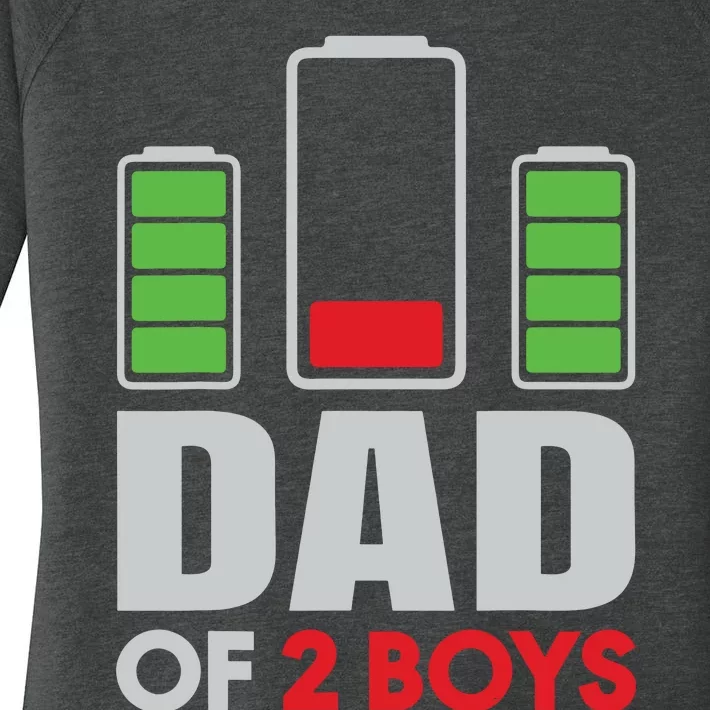 Dad Of 2 Low Battery Son Dad Fathers Day Birthday Women's Perfect Tri Tunic Long Sleeve Shirt