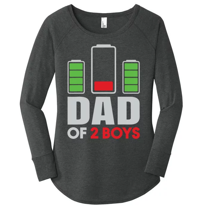 Dad Of 2 Low Battery Son Dad Fathers Day Birthday Women's Perfect Tri Tunic Long Sleeve Shirt