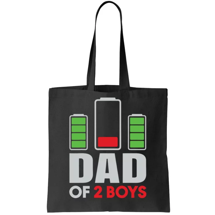 Dad Of 2 Low Battery Son Dad Fathers Day Birthday Tote Bag