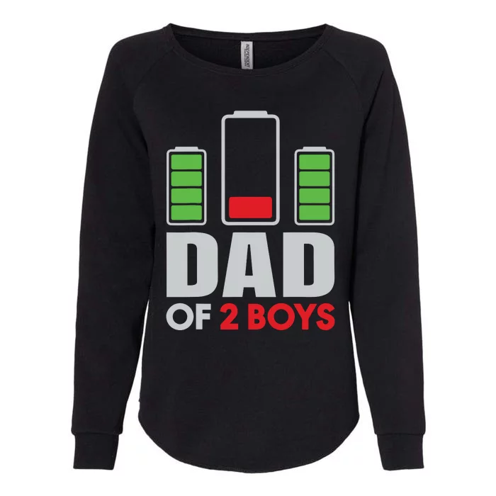 Dad Of 2 Low Battery Son Dad Fathers Day Birthday Womens California Wash Sweatshirt