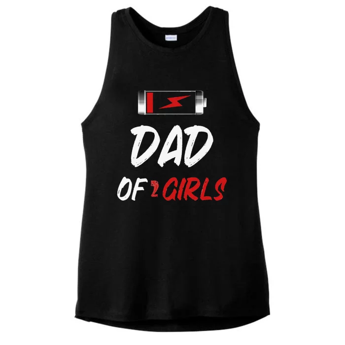 Dad Of 2 Dad Father Dadfather Day Father Ladies Tri-Blend Wicking Tank