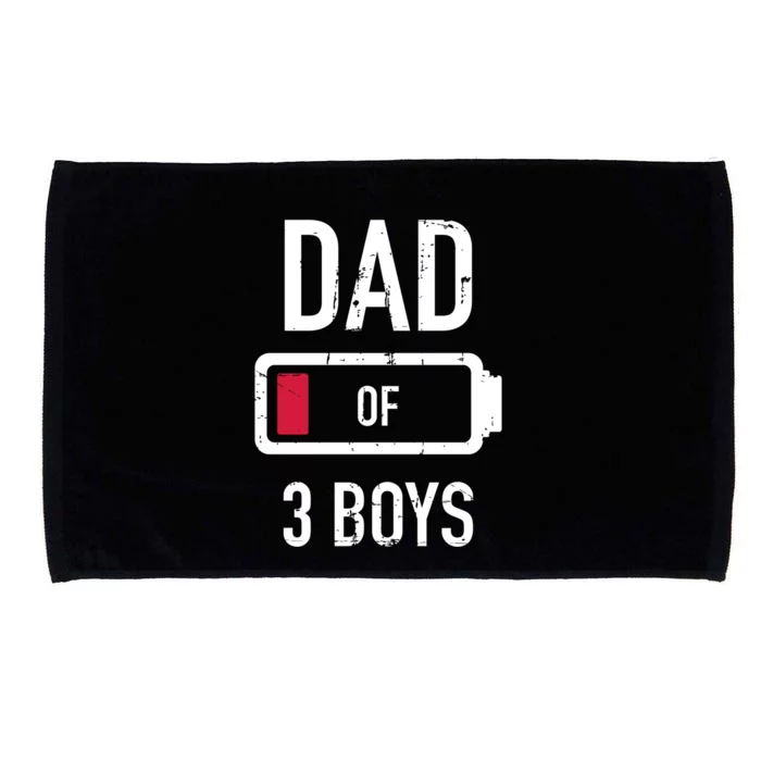 Dad Of 3 Three Low Battery Gift For Father's Day Gift Microfiber Hand Towel