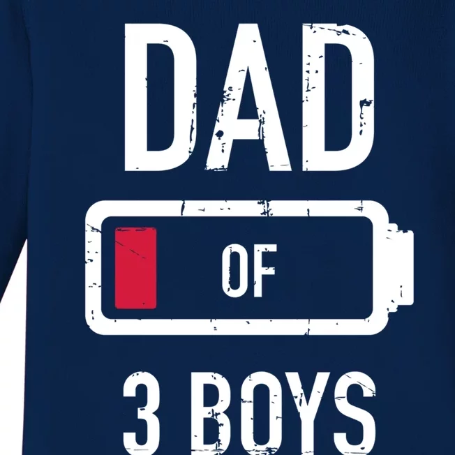 Dad Of 3 Three Low Battery Gift For Father's Day Gift Baby Long Sleeve Bodysuit