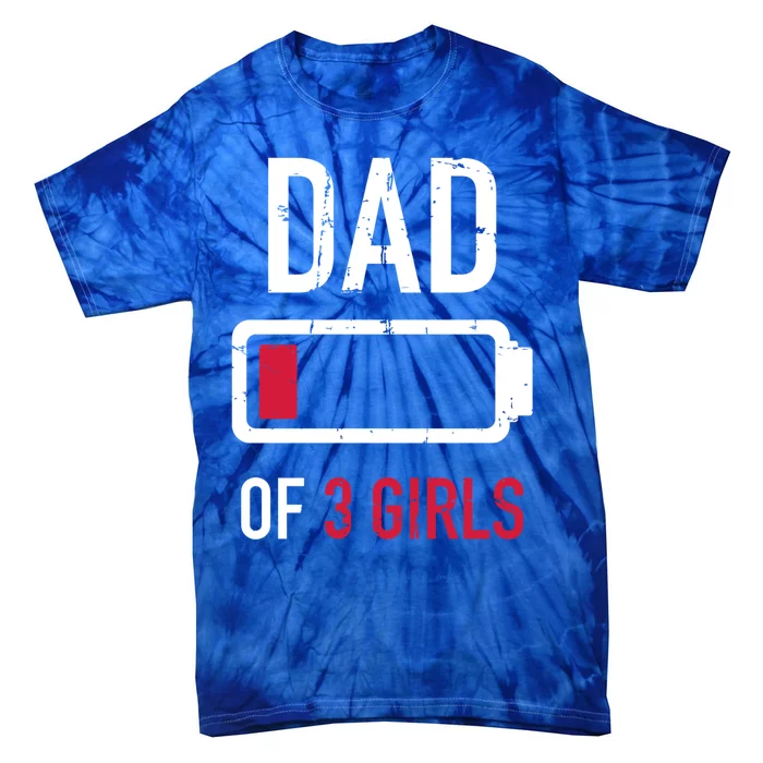 Dad Of 3 Three Low Battery Gift For Father's Day Gift Tie-Dye T-Shirt