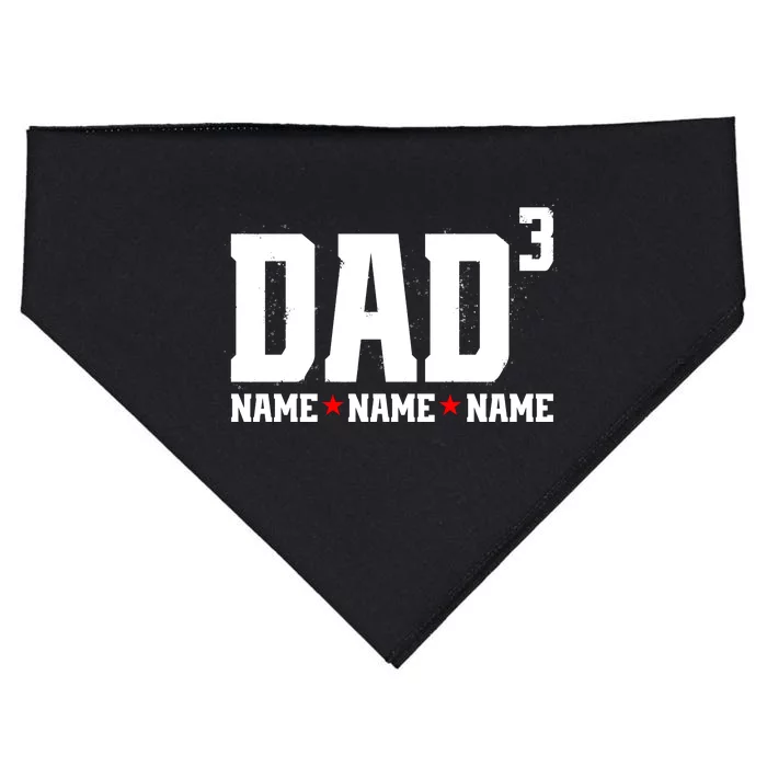 Dad Of 3 Fathers Day Gift Daughter Son Kids Names Personalized USA-Made Doggie Bandana