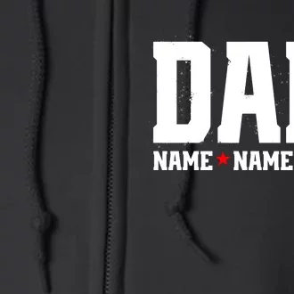 Dad Of 3 Fathers Day Gift Daughter Son Kids Names Personalized Full Zip Hoodie