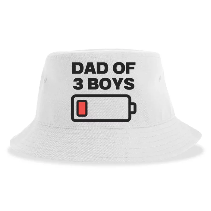 Dad Of 3 Boys Funny Fathers Day Sustainable Bucket Hat