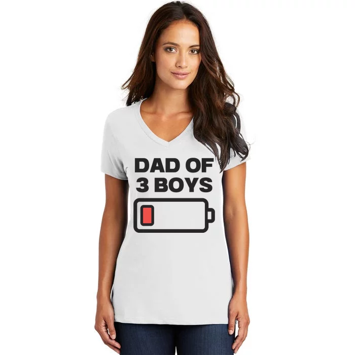 Dad Of 3 Boys Funny Fathers Day Women's V-Neck T-Shirt