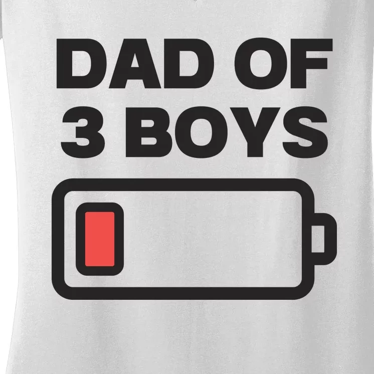 Dad Of 3 Boys Funny Fathers Day Women's V-Neck T-Shirt