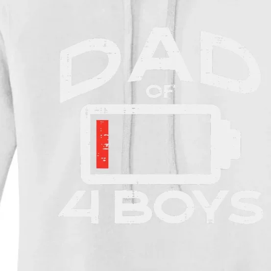 Dad Of 4 Low Battery Funny Fathers Day Daddy Papa Women's Pullover Hoodie