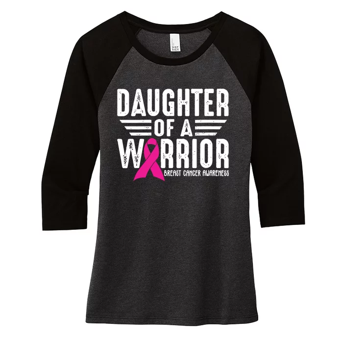 Daughter Of A Warrior Breast Cancer Awareness Support Squad Women's Tri-Blend 3/4-Sleeve Raglan Shirt