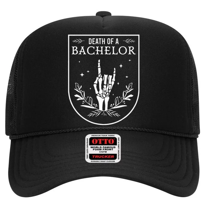 Death Of A Bachelor Best Man Groom Gothic Bachelor Party High Crown Mesh Trucker Hat