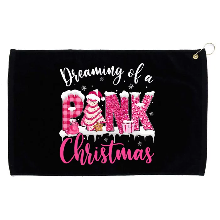 Dreaming Of A Pink Christmas Tree Cakes Xmas Holiday Pajamas Grommeted Golf Towel