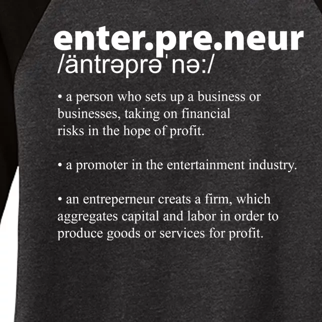 Definition Of An Entrepreneur Women's Tri-Blend 3/4-Sleeve Raglan Shirt