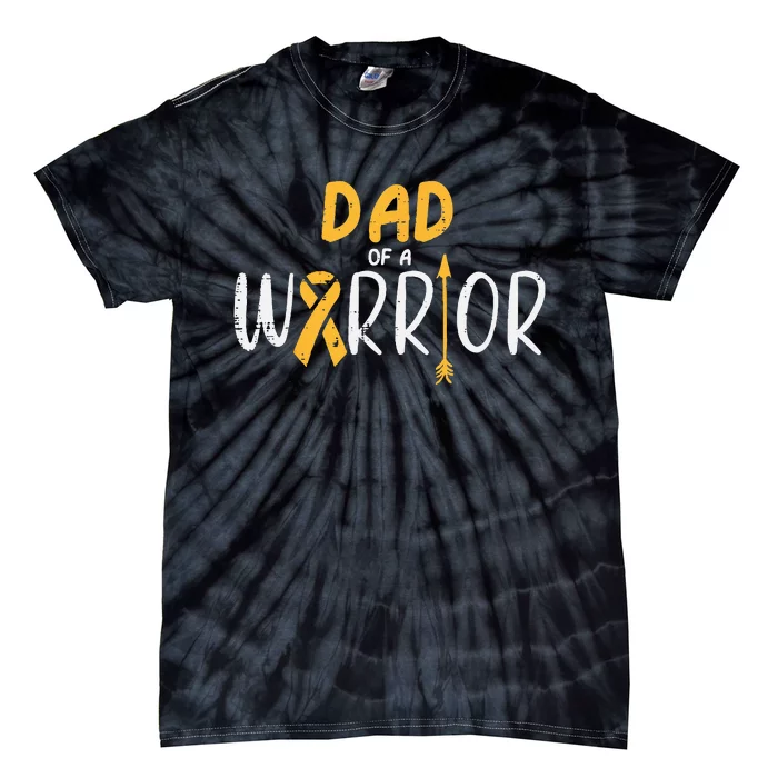 Dad Of A Warrior Childhood Cancer Ribbon Awareness Family Tie-Dye T-Shirt