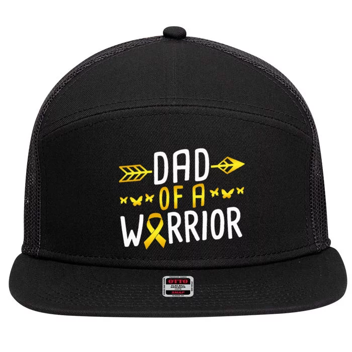 Dad Of A Warrior Childhood Cancer Survivor 7 Panel Mesh Trucker Snapback Hat