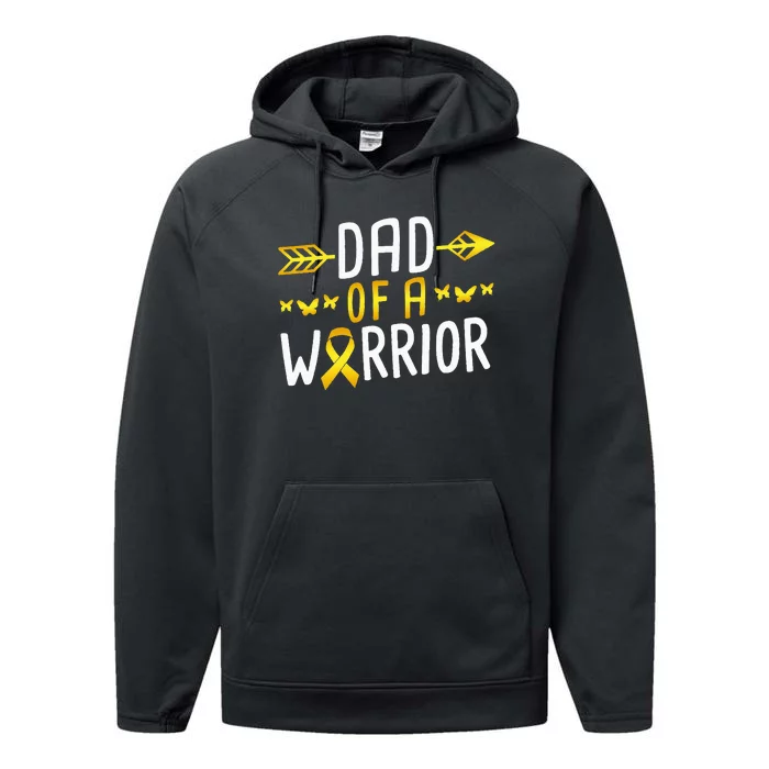 Dad Of A Warrior Childhood Cancer Survivor Performance Fleece Hoodie