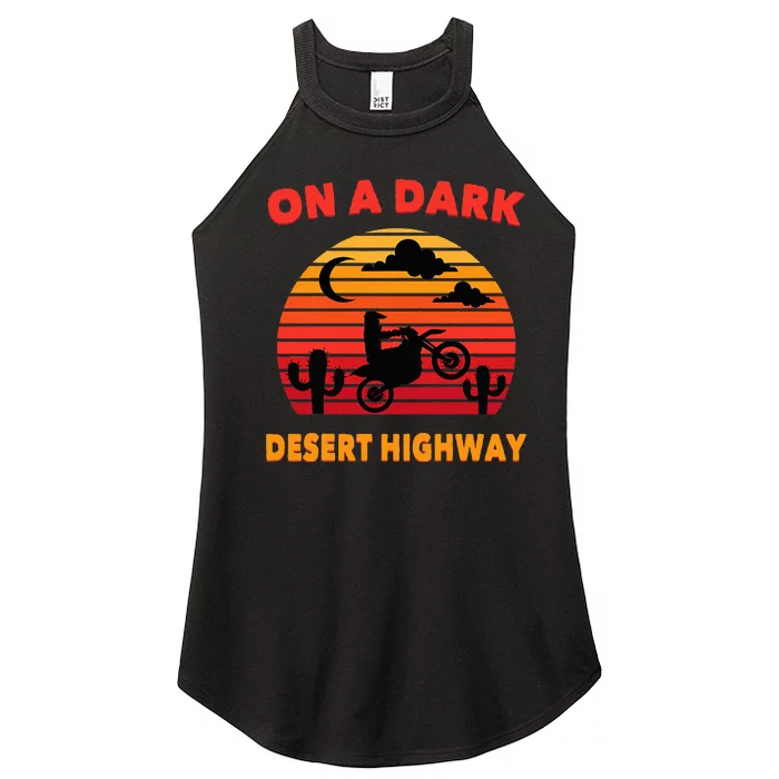 Desert On A Dark Desert Highway Mojave Cactus Retro Women’s Perfect Tri Rocker Tank