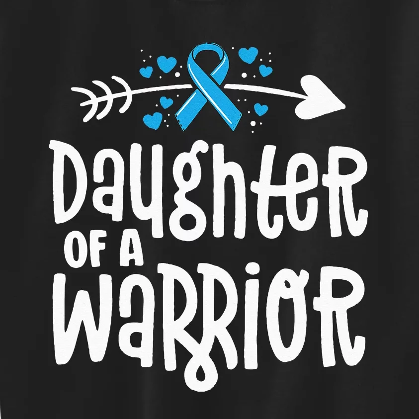 Daughter Of A Warrior Prostate Cancer Blue Ribbon Awareness Kids Sweatshirt