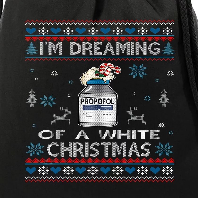 Dreaming of a White Christmas Nurse Propofol ICU CRNA Xmas Drawstring Bag