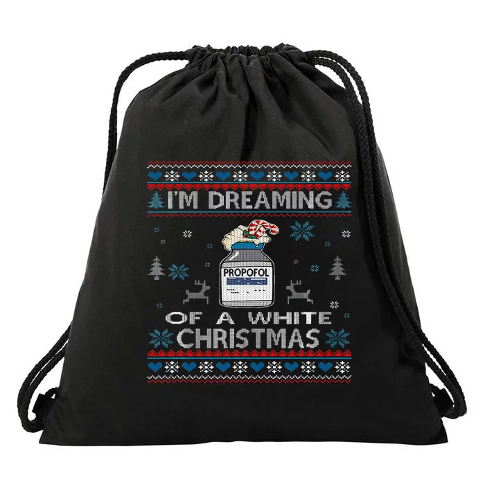 Dreaming of a White Christmas Nurse Propofol ICU CRNA Xmas Drawstring Bag