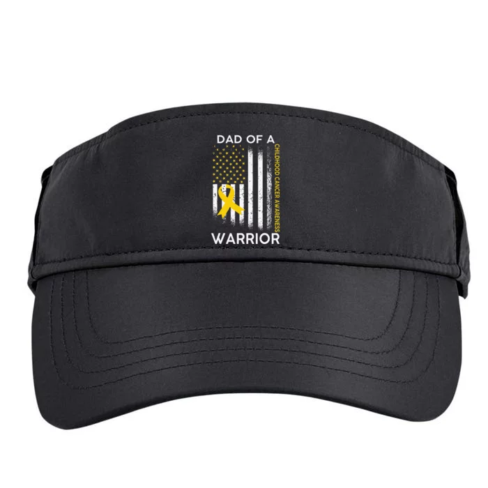 Dad Of A Warrior Childhood Cancer Awareness flag Ribbon Adult Drive Performance Visor