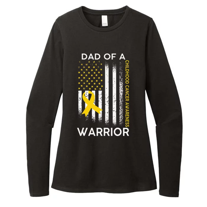 Dad Of A Warrior Childhood Cancer Awareness flag Ribbon Womens CVC Long Sleeve Shirt