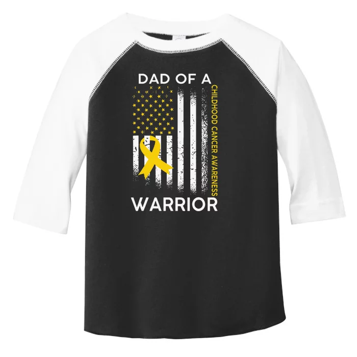 Dad Of A Warrior Childhood Cancer Awareness flag Ribbon Toddler Fine Jersey T-Shirt