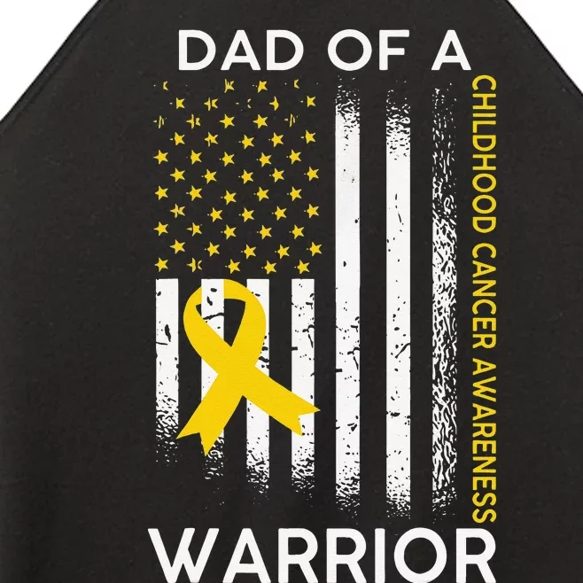 Dad Of A Warrior Childhood Cancer Awareness flag Ribbon Women’s Perfect Tri Rocker Tank