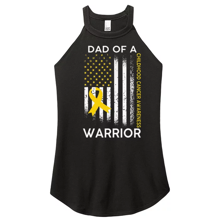 Dad Of A Warrior Childhood Cancer Awareness flag Ribbon Women’s Perfect Tri Rocker Tank