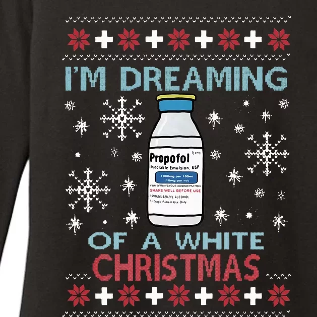 Dreaming of a White Christmas Propofol Ugly Xmas Sweater Womens CVC Long Sleeve Shirt