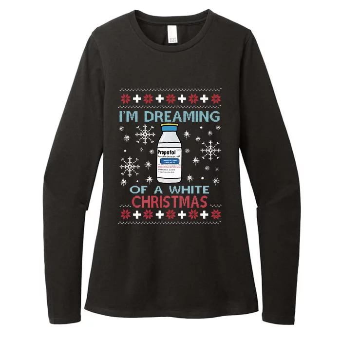 Dreaming of a White Christmas Propofol Ugly Xmas Sweater Womens CVC Long Sleeve Shirt