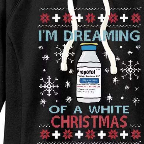 Dreaming of a White Christmas Propofol Ugly Xmas Sweater Women's Fleece Hoodie